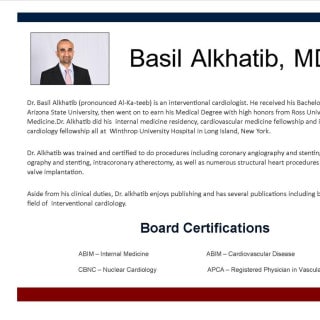 Basil Alkhatib, MD, Cardiology, Phoenix, AZ, Banner - University Medical Center Phoenix